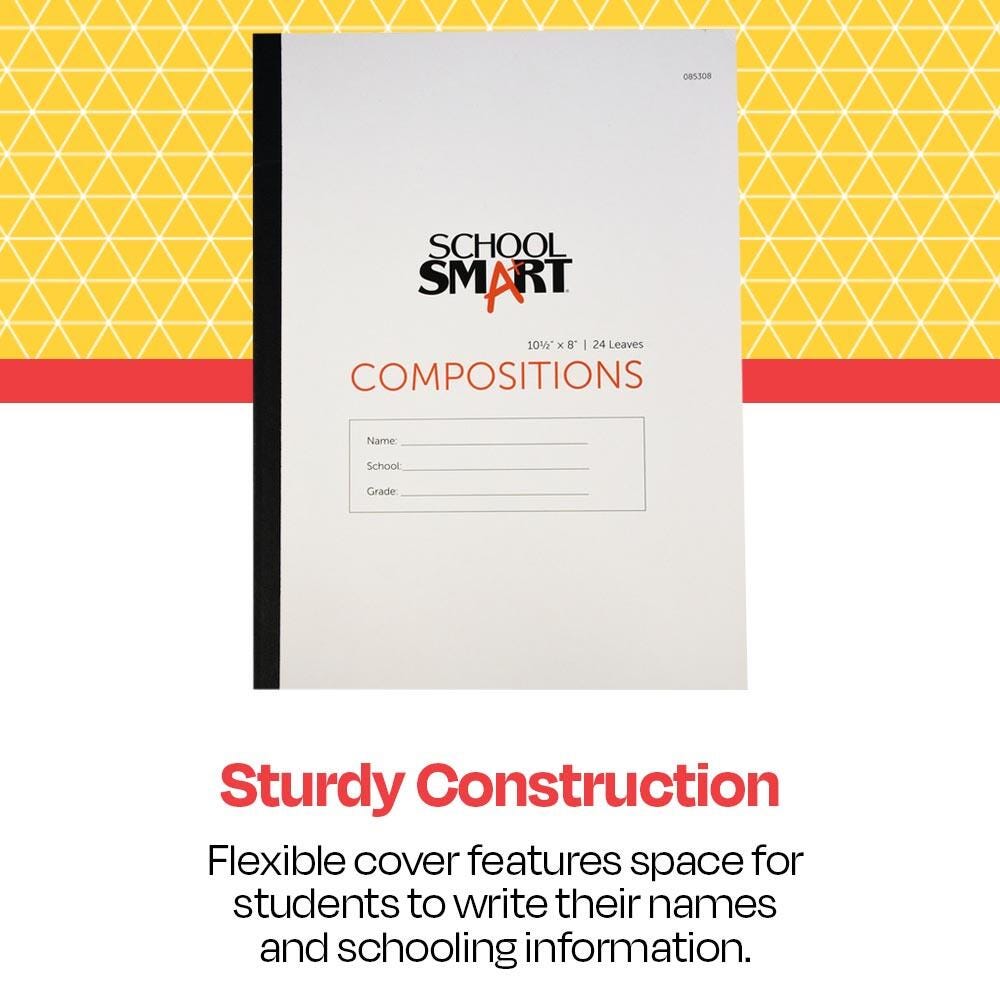 COTTON HOUSE SCHOOLテキスト上下巻 School Smart Stitched Cover Composition Book, Red Margin, 8